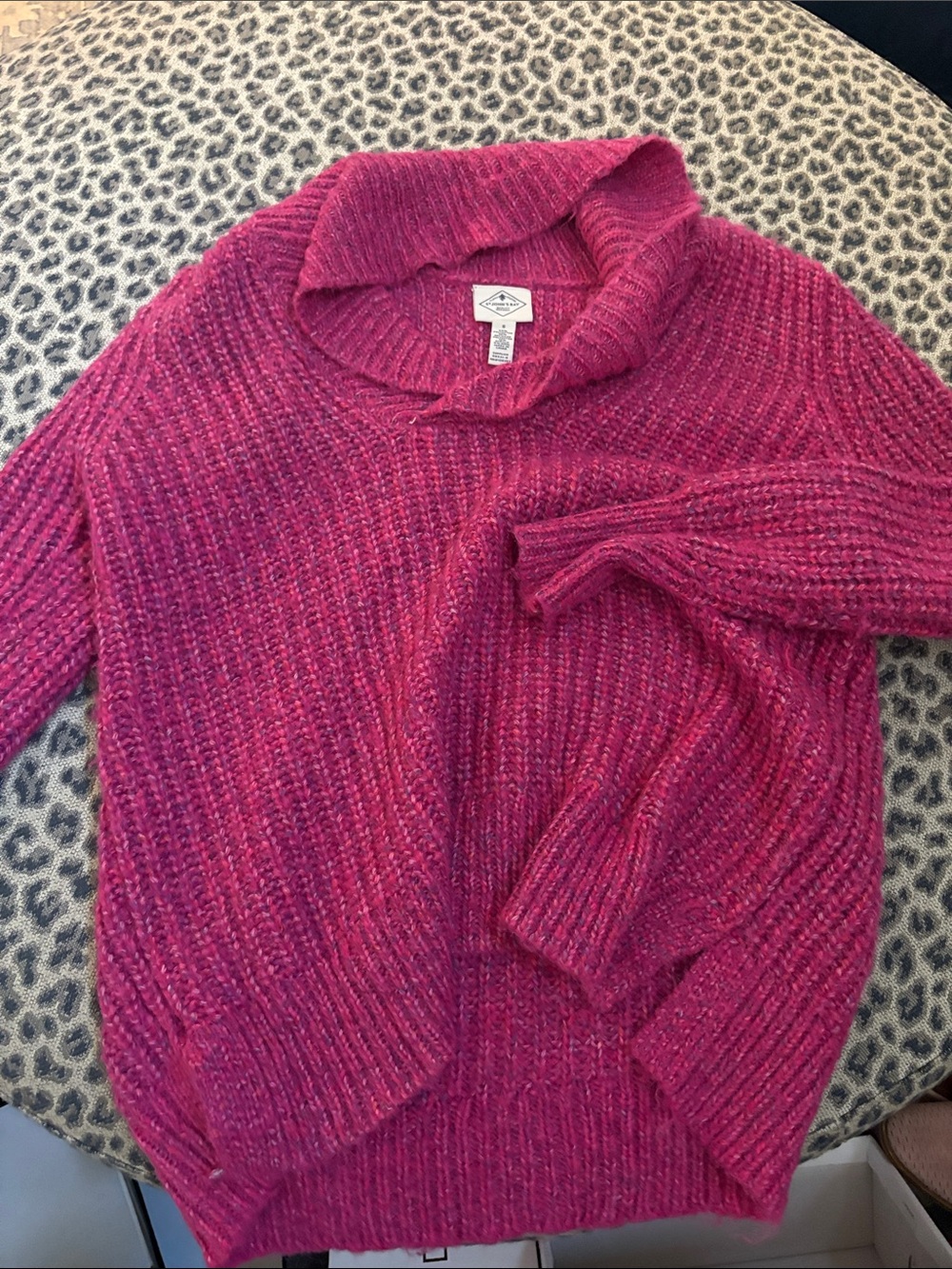 St. John's Bay Raspberry-Magenta Funnel Neck Sweater